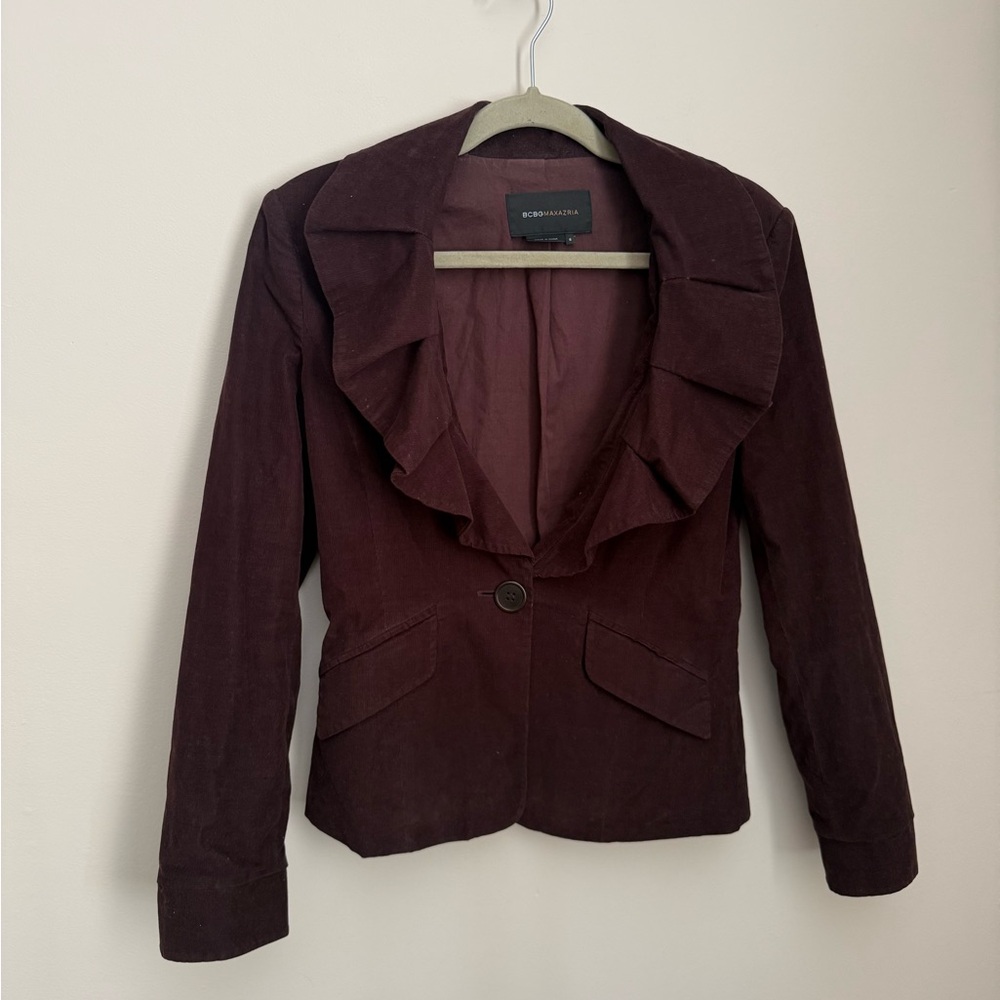 BCBG MaxAzria Brown Ruffle Blazer